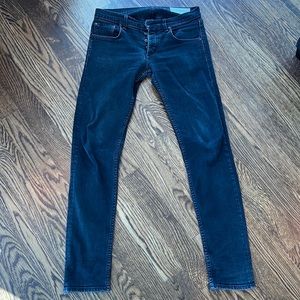 Rag & Bone Men’s Fit 1 Black Skinny Slim Jeans 32 Standard Issue